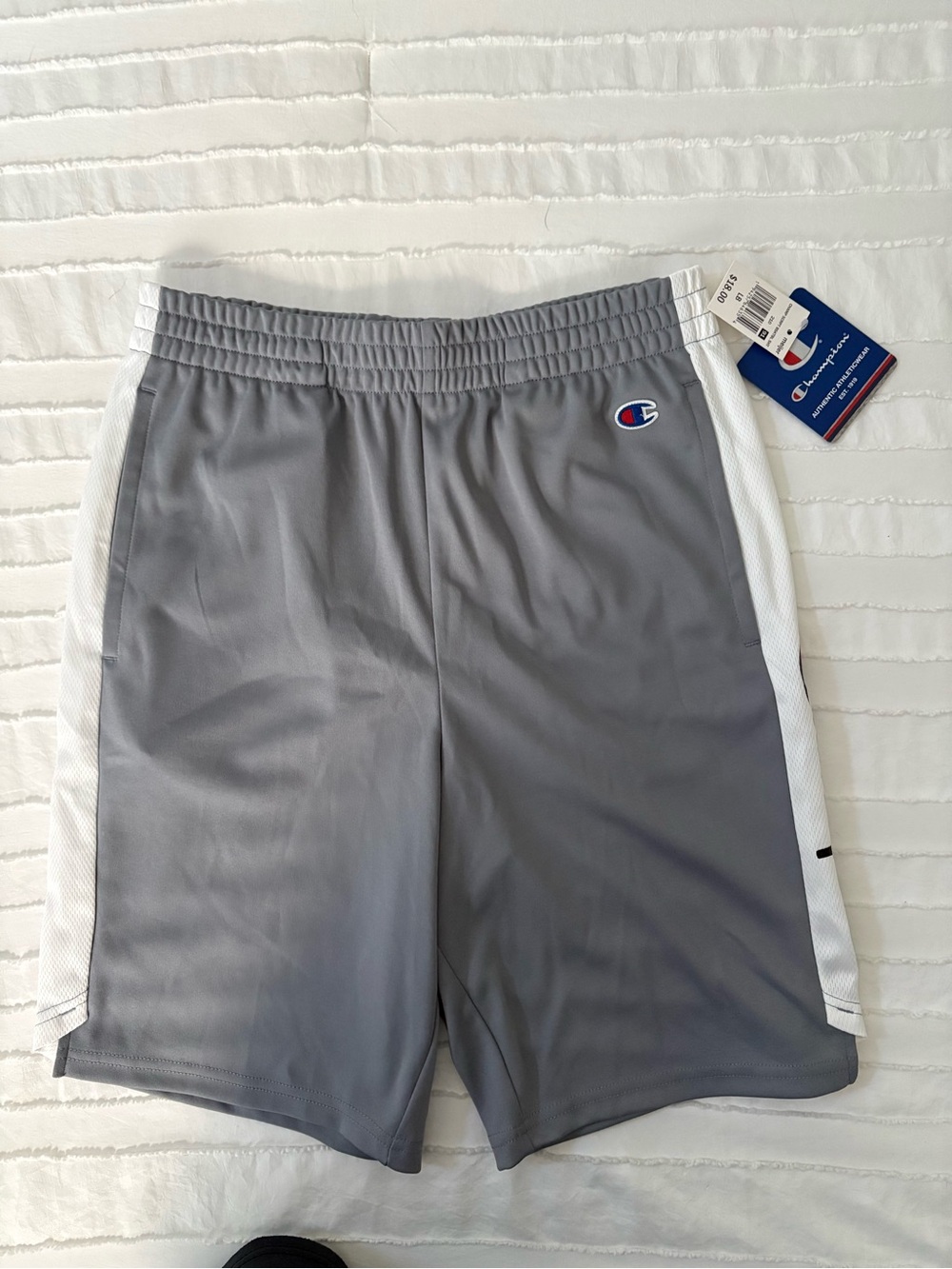 Champion Boys Gray Athletic Shorts with White Side Panels